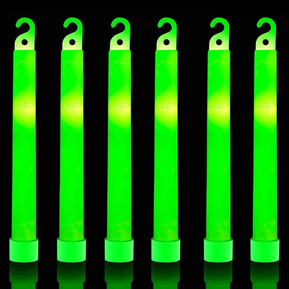 32 Ultra Bright 6 Inch Large Green Glow Sticks - Chem Lights Sticks with 12 Hour Duration - Camping Glow Sticks, Emergency Glow Sticks For Storms Blackouts - Glowsticks for Parties and Kids Activ