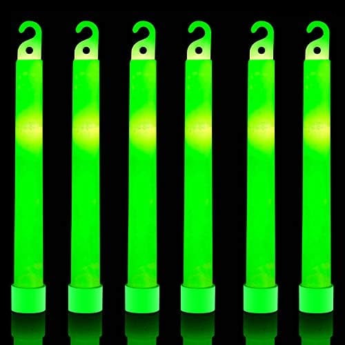 32 Ultra Bright 6 Inch Large Green Halloween Glowsticks - Chem Lights Sticks with 12 Hour Duration - Camping Glowsticks, Emergency Glow Stick For Storms Blackouts - Glowsticks for Parties Activities