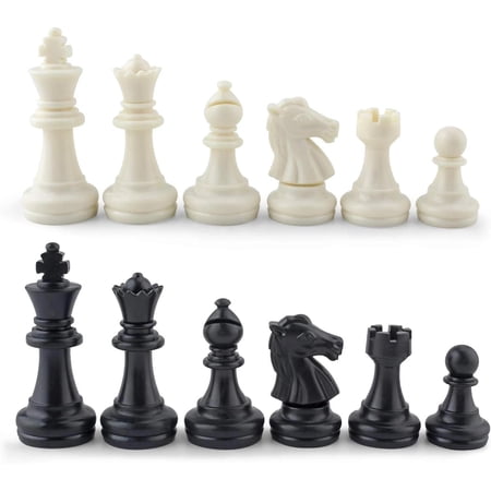 32 Unweighted Plastic Magnetic Chess Pieces Set for Travel or Replacement
