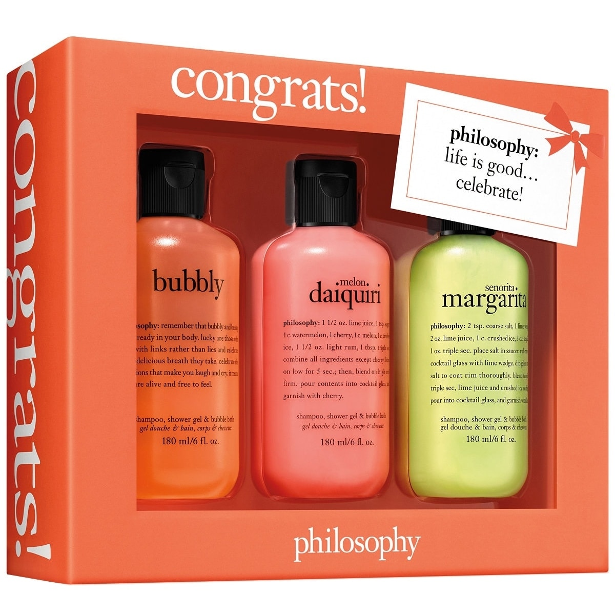 ($32 Value) Philosophy Congrats! Shampoo, Shower Gel & Bubble Bath, 3 Piece Gift Set - image 1 of 2