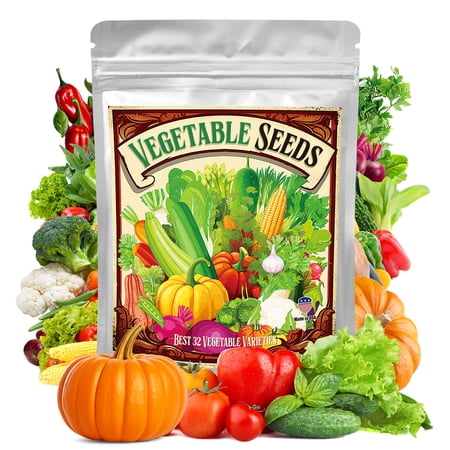 32 Varieties Vegetable Seeds for Planting, 8,600+ Seeds Gift Pack, Veggies Seed Starter Kit for Indoor Outdoor Growing, Home Fresh Food Vegetable Supply