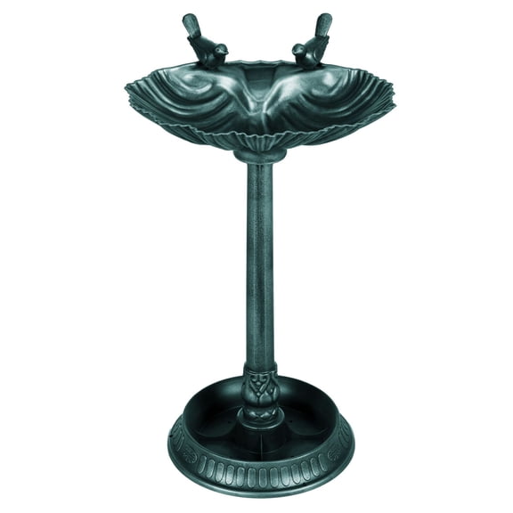32" Verdigris Bird Bath - Antique Style Pedestal Bath with Planter - Outdoor Decorative Garden Statues - Hummingbird Bath for Yard & Patio