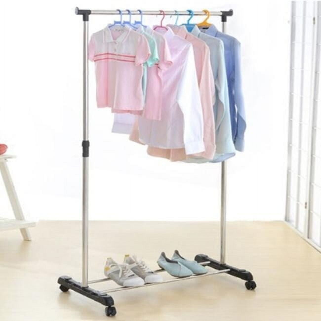 32'' Vertically & Horizontally-stretching Stand Clothes Rack(Single ...