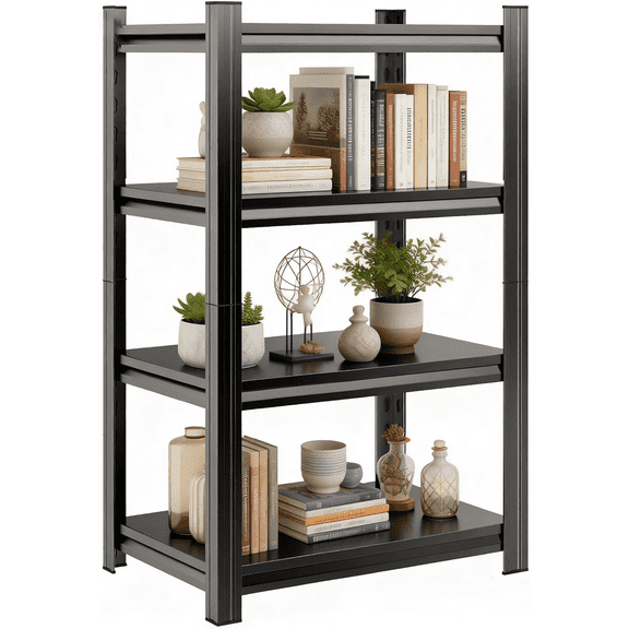 32" W Garage Shelving Heavy Duty, 2400LBS Loads Garage Storage Shelves Heavy Duty, 4-Tier Metal Shelving Units and Storage Racks, Industrial Utility Shelf,32" Wx14 Dx54 H, Black