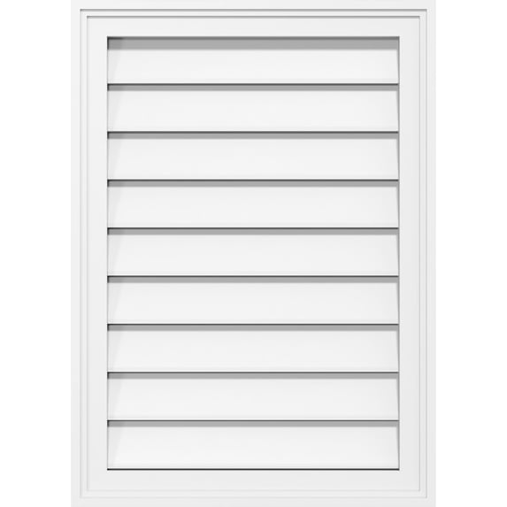 32"W x 12"H Rectangle Surface Mount PVC Gable Vent: Functional, w/ 2"W x 1-1/2"P Brickmould Frame