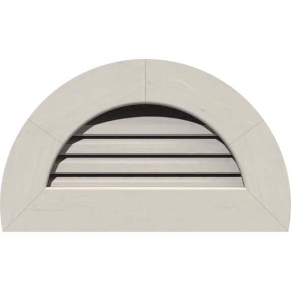 32"W x 16"H Half Round Gable Vent (37"W x 21"H Frame Size): Primed, Functional, Smooth Pine Gable Vent w/ 1" x 4" Flat Trim Frame