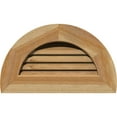 thumbnail image 1 of 32"W x 16"H Half Round Gable Vent (37"W x 21"H Frame Size): Unfinished, Functional, Rough Sawn Western Red Cedar Gable Vent w/ 1" x 4" Flat Trim Frame, 1 of 12