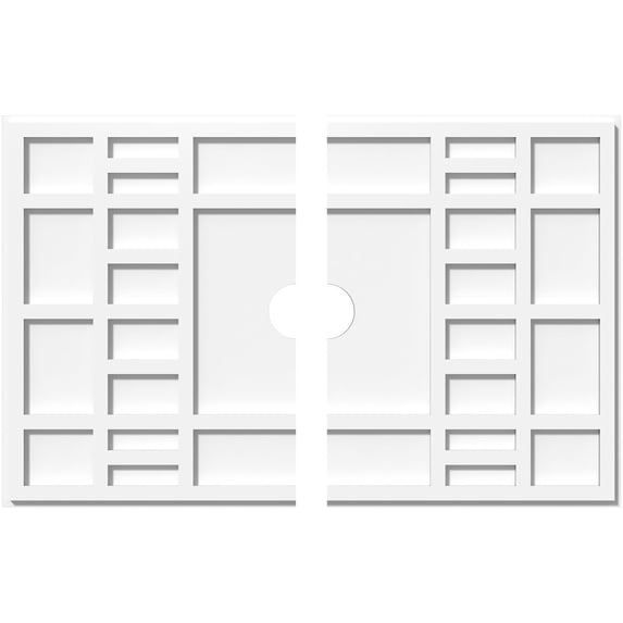 32"W x 21 3/8"H x 3"ID x 11"C x 1"P Beaux Architectural Grade PVC Contemporary Ceiling Medallion, Two Piece