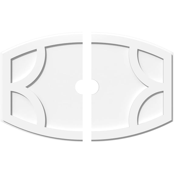 32"W x 21 3/8"H x 3"ID x 17 1/4"C x 1"P Kailey Architectural Grade PVC Contemporary Ceiling Medallion, Two Piece