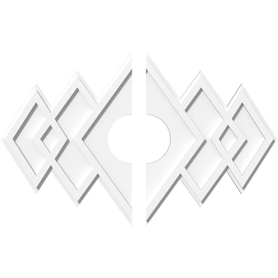 32"W x 21 3/8"H x 6"ID x 10"C x 1"P Zoe Architectural Grade PVC Contemporary Ceiling Medallion, Two Piece