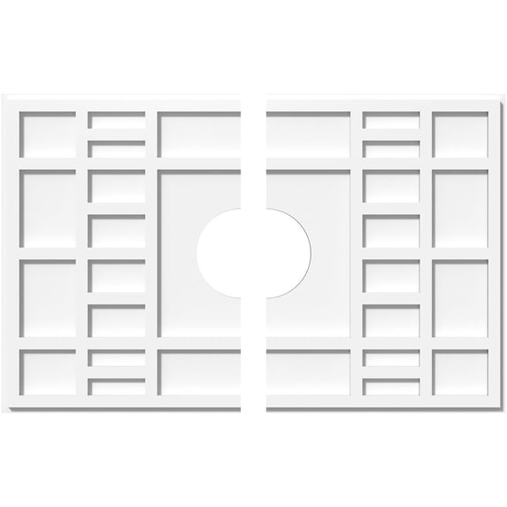 32"W x 21 3/8"H x 6"ID x 11"C x 1"P Beaux Architectural Grade PVC Contemporary Ceiling Medallion, Two Piece