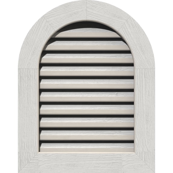 32"W x 24"H Round Top Gable Vent (37"W x 29"H Frame Size): Primed, Functional, Rough Sawn Western Red Cedar Gable Vent w/ 1" x 4" Flat Trim Frame