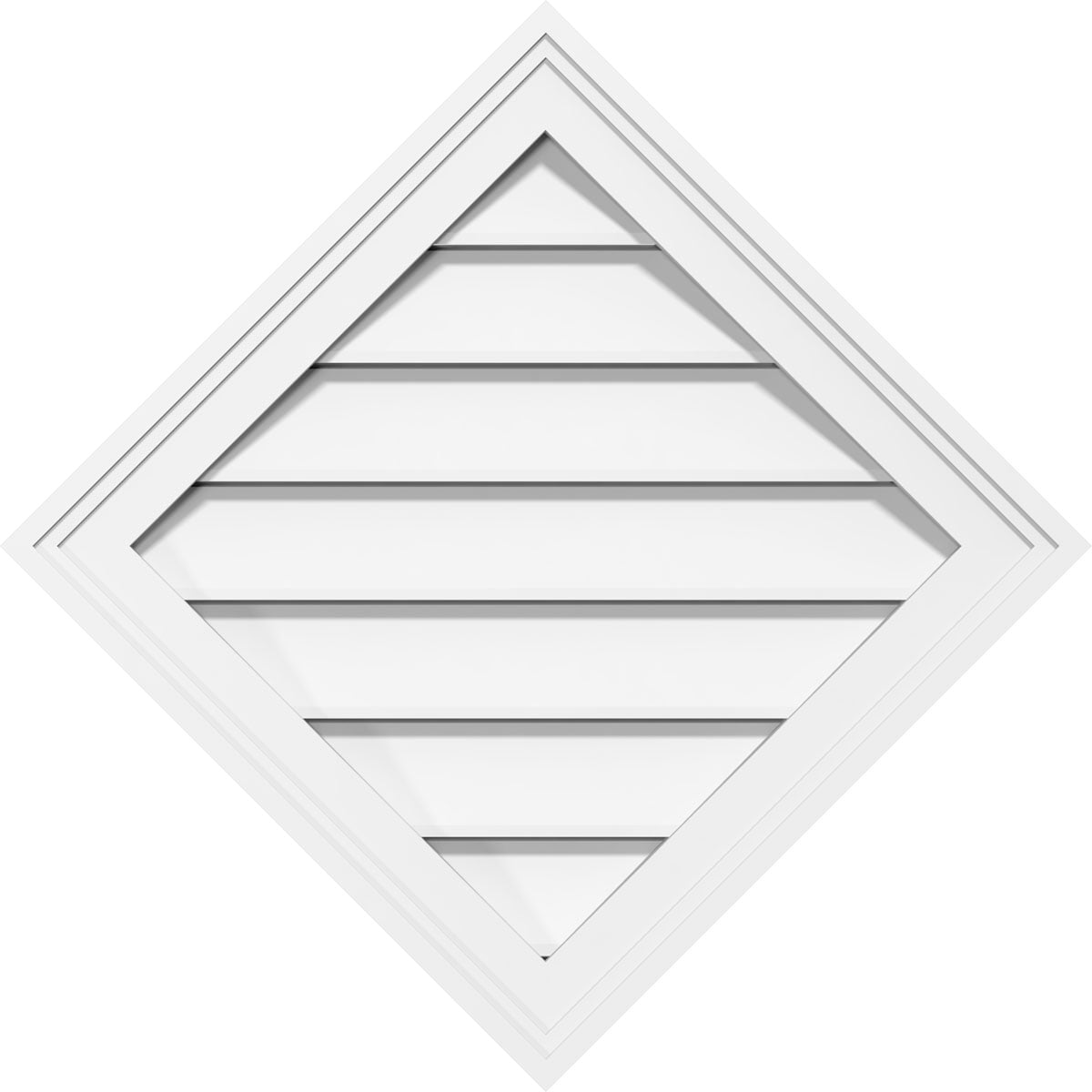 32"W x 32"H Diamond Surface Mount PVC Gable Vent: Functional, w/ 2"W x 1-1/2"P Brickmould Frame