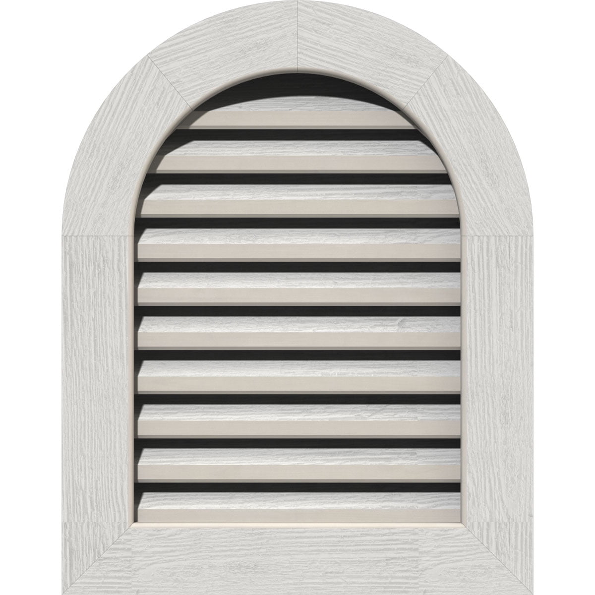 32"W x 32"H Round Top Gable Vent (37"W x 37"H Frame Size): Primed, Functional, Rough Sawn Western Red Cedar Gable Vent w/ 1" x 4" Flat Trim Frame
