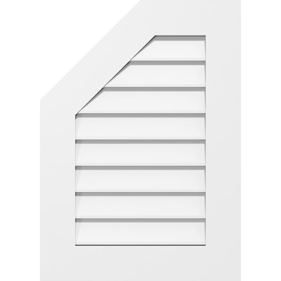 32"W x 34"H Half Octagon Top Left Surface Mount PVC Gable Vent: Non-Functional, w/ 3-1/2"W x 1"P Standard Frame
