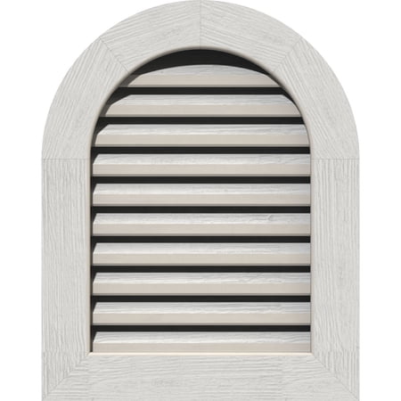 32"W x 34"H Round Top Gable Vent (37"W x 39"H Frame Size): Primed, Functional, Rough Sawn Western Red Cedar Gable Vent w/ 1" x 4" Flat Trim Frame