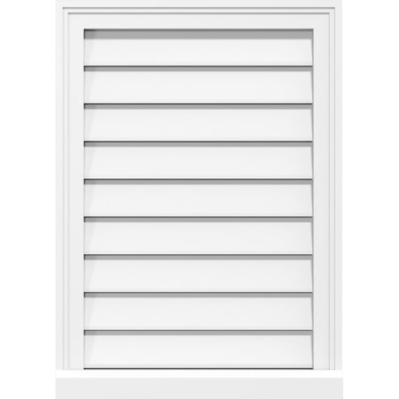 32"W x 36"H Rectangle Surface Mount PVC Gable Vent: Functional, w/ 2"W x 2"P Brickmould Sill Frame