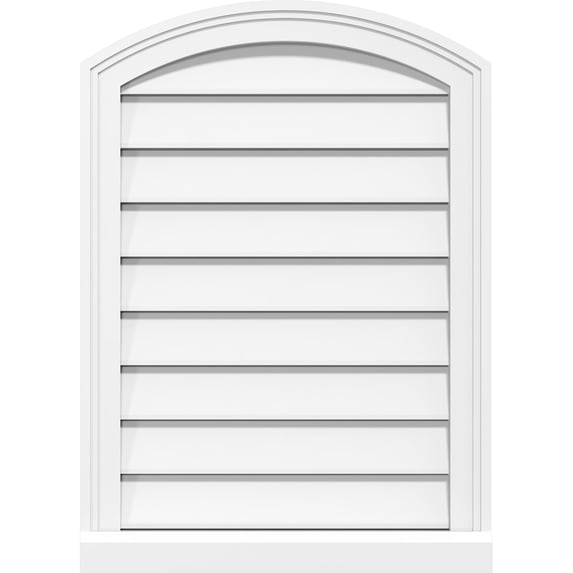 32"W x 38"H Arch Top Surface Mount PVC Gable Vent: Functional, w/ 2"W x 2"P Brickmould Sill Frame