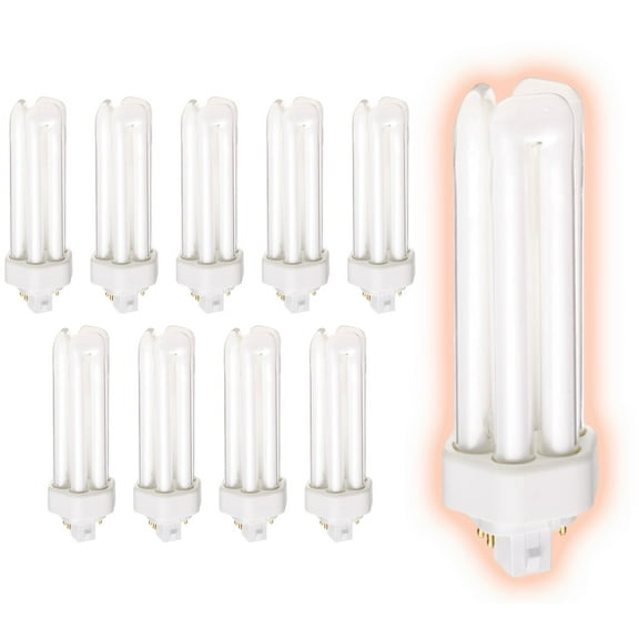 32 Watt CFL Light Bulbs | 4 Pin GX24Q-3 Base 3000K Warm White | 32W High Output 2400 Lumens | Triple Tube Compact Fluorescent Light Bulbs Plug-in | 10 Pack by GoodBulb