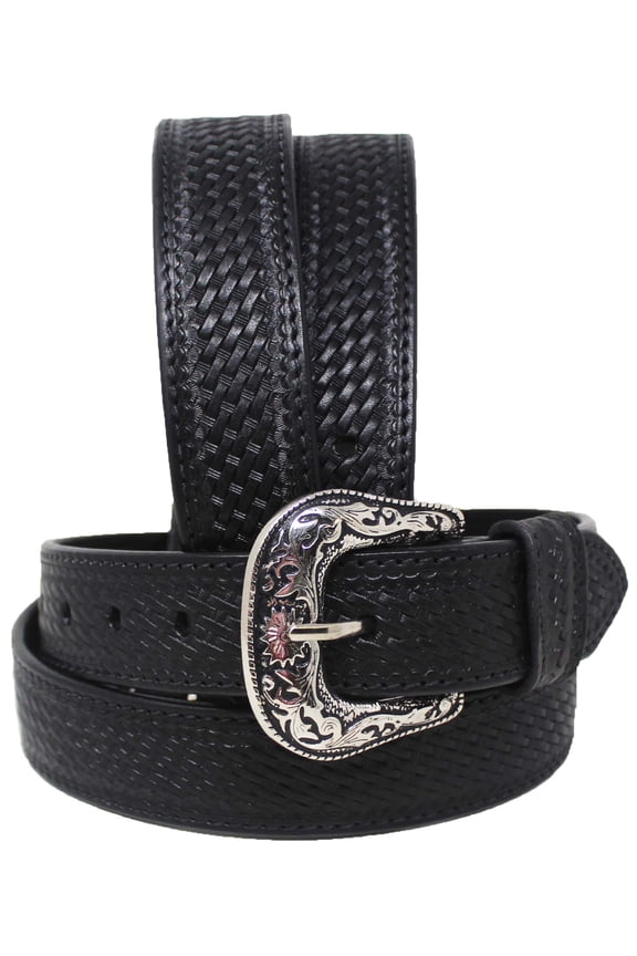 32  Western 1-3/4" Tapered Basket Weave Tooled Full-Grain Leather Belt 26RS10T
