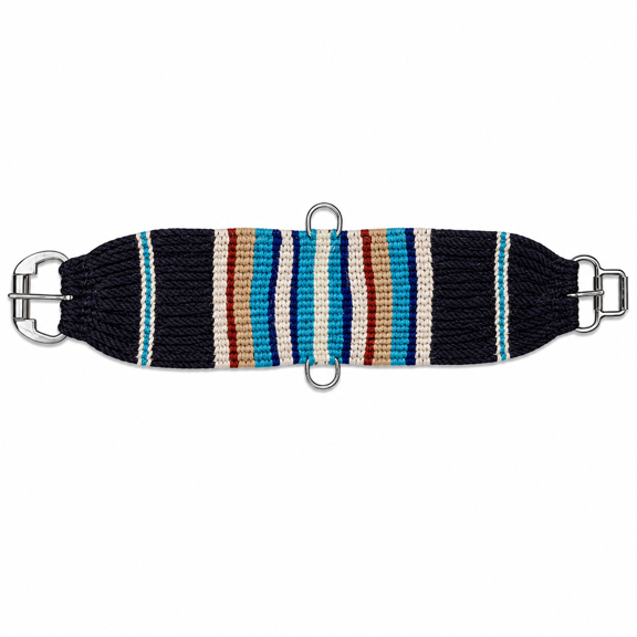 32" Western 23-Strand Wool Knitted Straight Cinch Girth Turquoise Serape 97133R-32