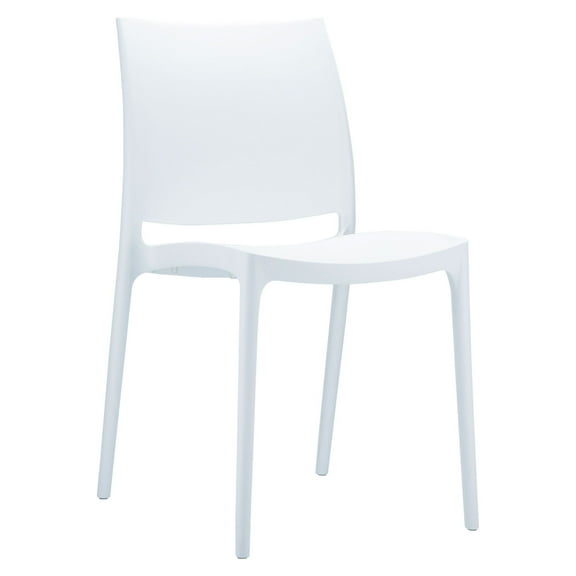 32" White Outdoor Patio Solid Dining Chair
