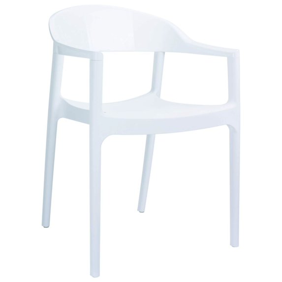 Luxury Commercial Living 32" White Stackable Outdoor Patio Dining Arm Chair