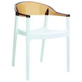 thumbnail image 1 of 32" White and Amber Transparent Stackable Outdoor Patio Dining Arm Chair, 1 of 8