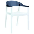 thumbnail image 1 of Luxury Commercial Living 32" White and Black Transparent Stackable Outdoor Patio Dining Arm Chair, 1 of 7