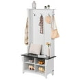 thumbnail image 1 of 32" Wide Hall Tree Entryway Bench with Coat Rack, Shoe Storage & 4 Drawers, Adjustable Shelves and 5 Hooks, Multifunctional Mudroom Storage Bench for Entryway, Hallway, Home Organization, 1 of 7