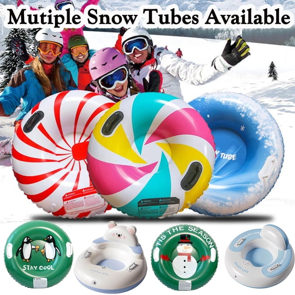 32 in Winter Outdoor Inflatable Ski Ring, Thickened Heavy-Duty Hard Bottom Snow Sled with Handles for Teens Adults, Winter Outdoor Snow Tube Sports Toy, AKLJWH, B
