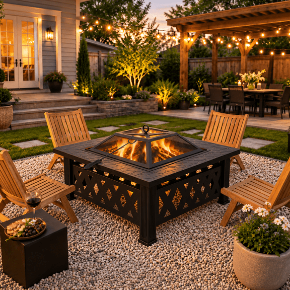 DeckMate Northpoint Woodburning Fire Pit, Outdoor Firewood Log Firebowl ...