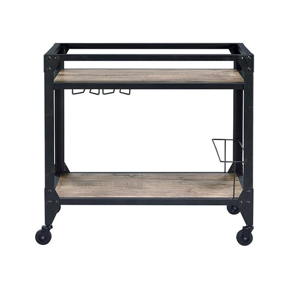 32" X 16" X 31" Black Metal Serving Cart