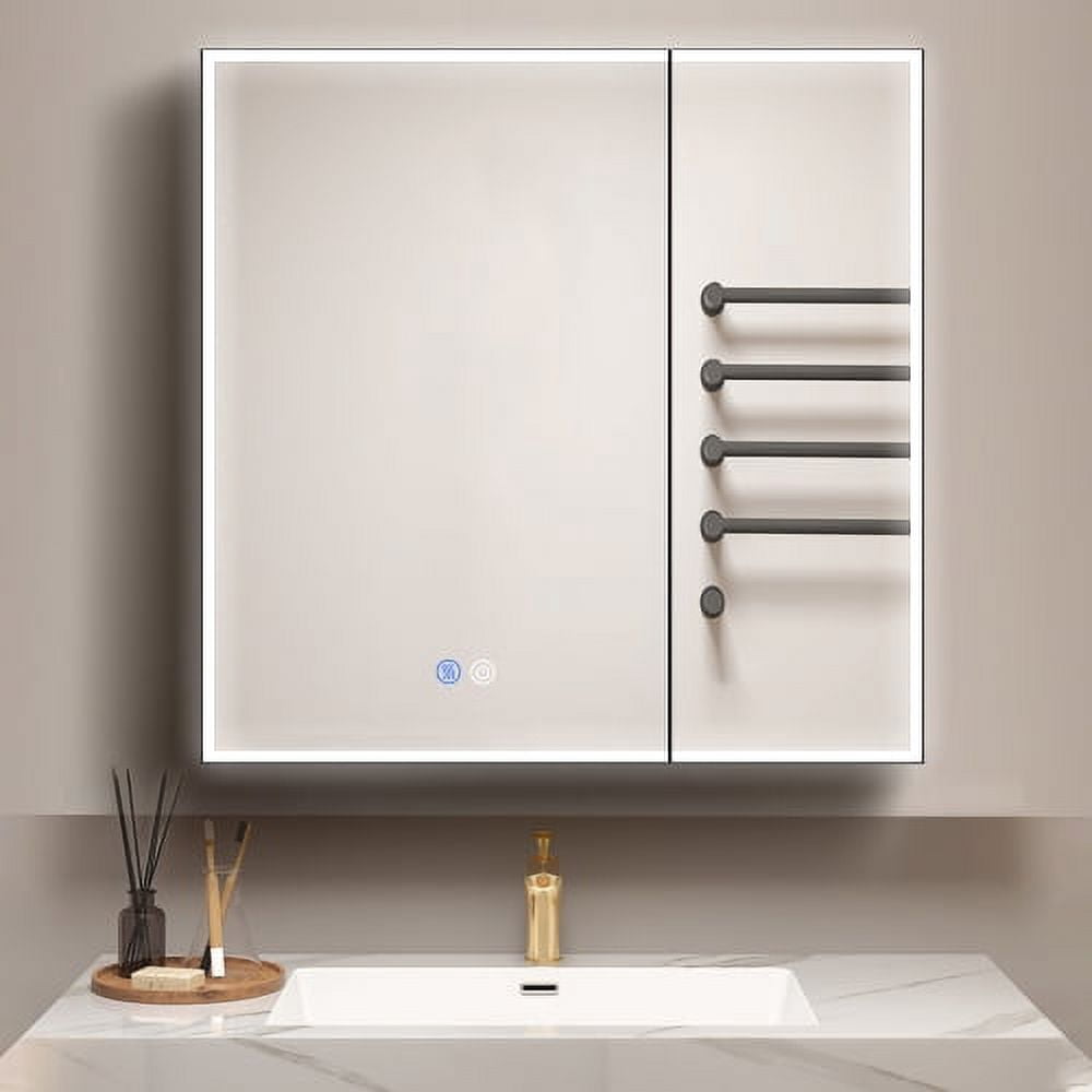 32 X 30 Inch LED Lighted Medicine Cabinet with Mirror for Bathroom ...