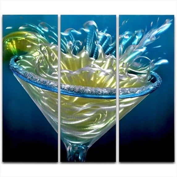 32 X 35 in. Margarita Splash 3-Paneled Handmade Metal Wall Art