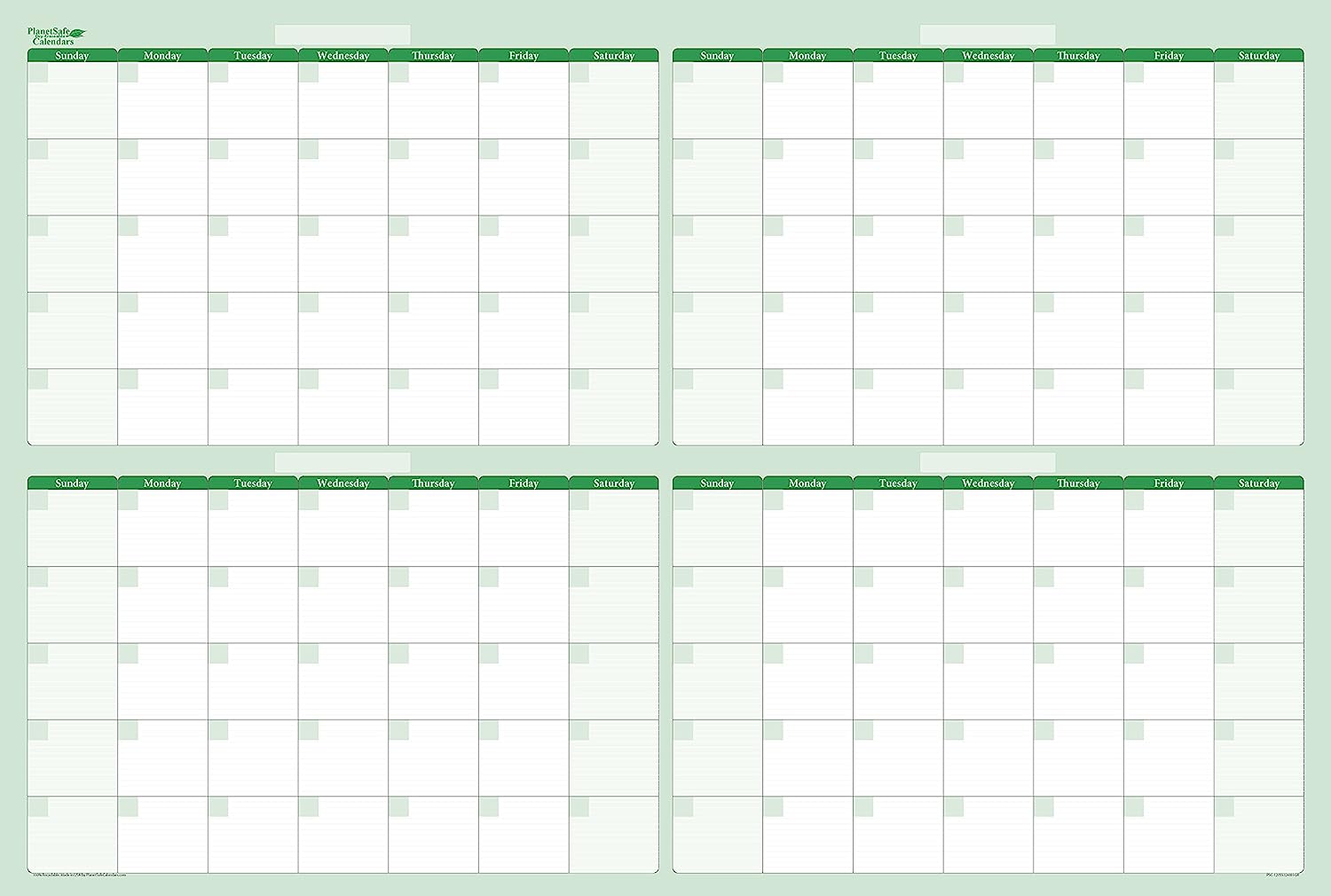 32" X 48" 120Day 4Month Dry Erasable Wall Calendars With Marker And