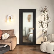 32 X 801-Lite Frosted Glass Interior Door for Pantry, Laundry, Closet, kitchen, Bypass, Pocket Slab Door w/o Hardware,Black