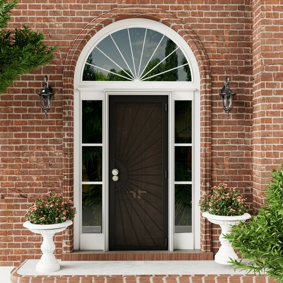 32" X 80" Prehung Door Security door Universal/Reversible Hinging Surface Mount Steel Security Door With Perforated Metal Screen With Lock