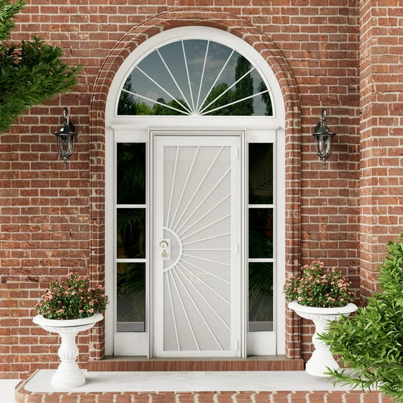 32" X 80" Prehung Door Security door Universal/Reversible Hinging Surface Mount Steel Security Door With Perforated Metal Screen With Lock