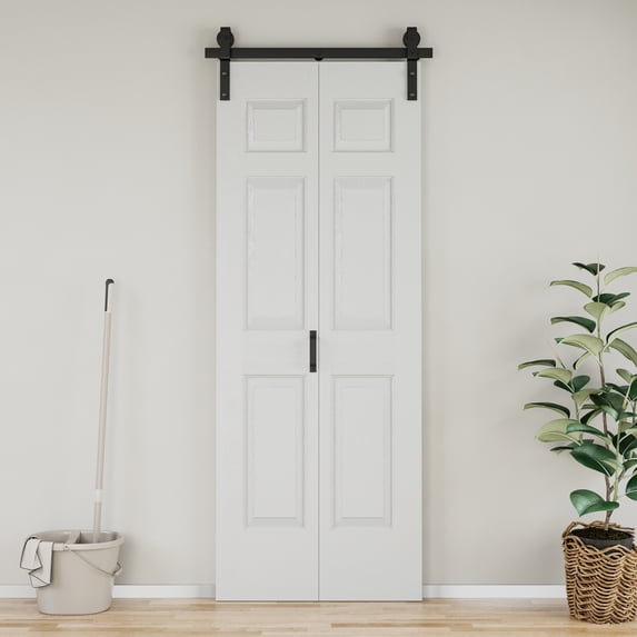 32" X 84" Closet style Paintable 6 Lattice Shapes Interior Bi-Fold Barn Door With Installation Hardware Kit