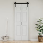 32 X 84 Closet style Paintable 6 Lattice Shapes Interior Bi-Fold Barn Door With Installation Hardware Kit