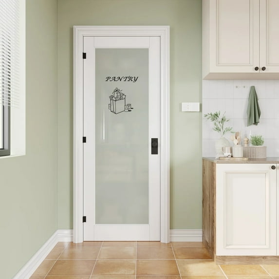 32" X 96" Pantry Door Solid Manufactured Wood Prefinished Glass Slab Door Standard Door Without Hardware Kit