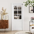 thumbnail image 1 of 32" X 96" White Primed 6-Panel Clear Glass Solid Core Pantry Slab Door Morden French Door, 1 of 8