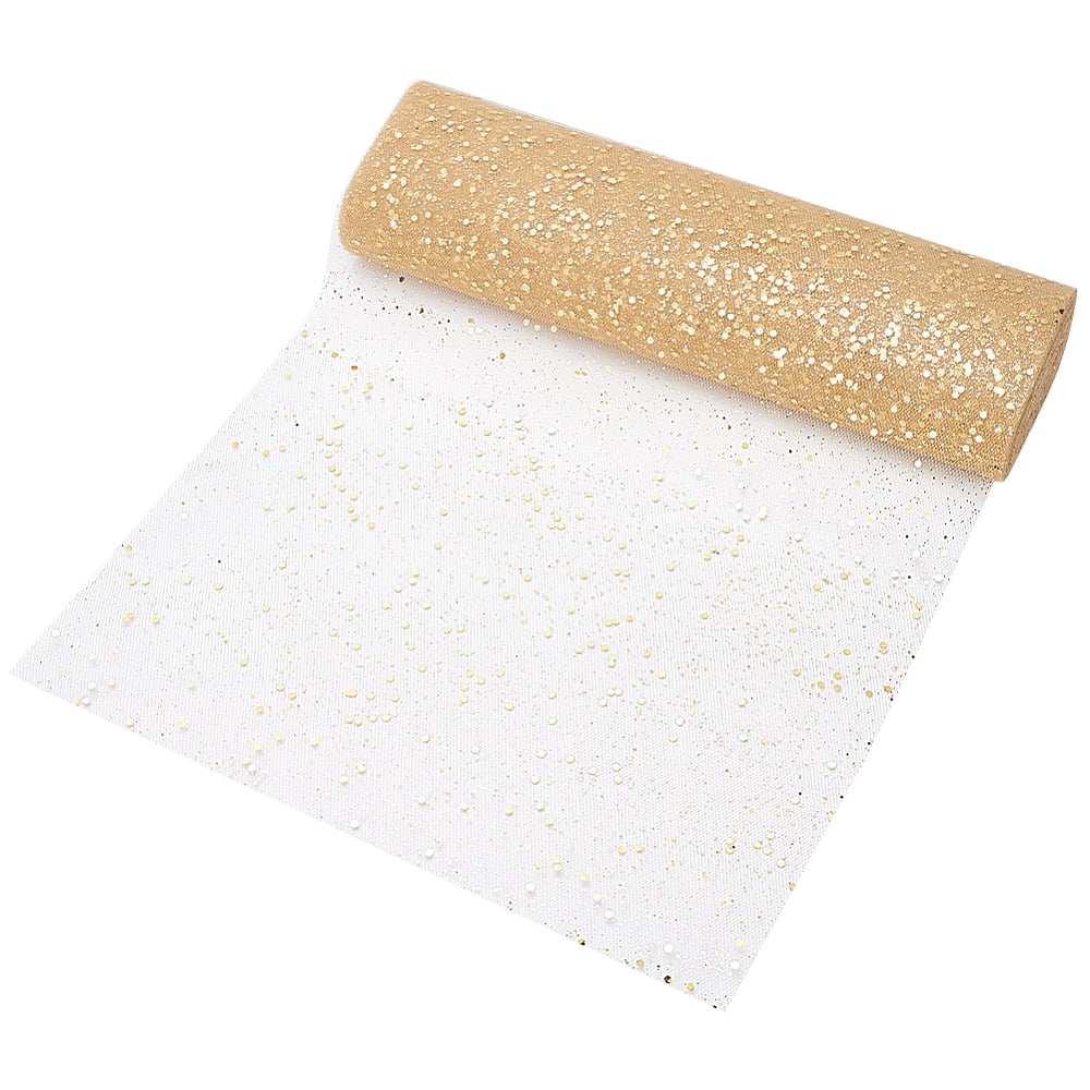 32 Yard x11.8 inch Gold Christmas Ribbon Gold Mesh Fabric Mesh Ribbon for Christmas Tree Decorations Garlands Large Bows Large Box Wrapping