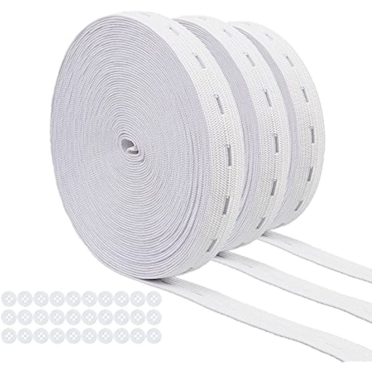 32 Yards Elastic Sewing Bands with Buttonholes High Elasticity Sewing