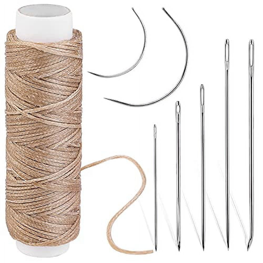 32 Yards Waxed Thread with Leather Hand Sewing Needles,150D Flat Sewing  Waxed Thread and Leather Repair Needles for Home Upholstery Carpet Leather