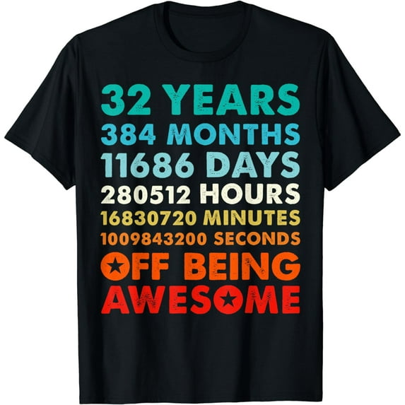 32 Years 384 months of Being Awesome Vintage 32th Birthday T-Shirt