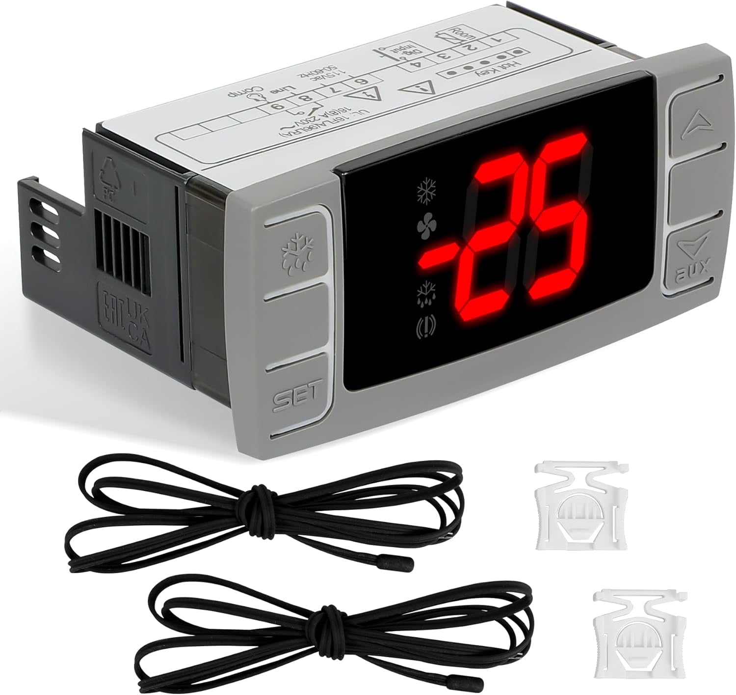 DIZENDAMAI 32-bit Digital Temperature Controller XR02CX-4AAFBL For Commercial Fridges, 110-125V Programmable Thermostat With Red Display