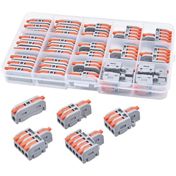 32 count Lever Wire Connectors, DIY Mini Compact Splicing Assortment Quick Electrical Connector Kit for 24-12 AWG