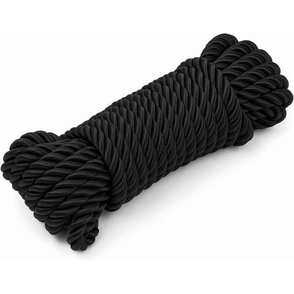 32 feet 8mm(1/3inch) Diameter Soft Silk Rope Solid Braided Twisted Ropes,10m Durable and Strong All Purpose Twine Cord Rope String Thread Cord (Deep Black)